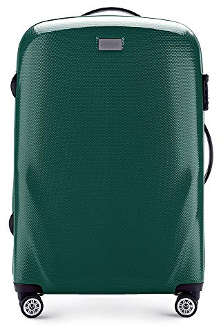 WITTCHEN PC Ultra Light Hartgepäck Reisekoffer Trolley Koffer Mittlerer Koffer aus Polycarbonat Vier Lenkrollen TSA Kombinationsschloss Aluminium Teleskopgriff Größe M Grün