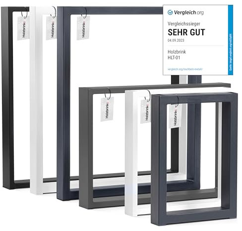 HOLZBRINK Tischbeine für Schreibtisch Esstisch, Möbelfüße aus Vierkantprofil 80x20 mm, Tischgestell 80x72 cm, Schwarz, 1 Stück, HLT-01-C-FF-9005