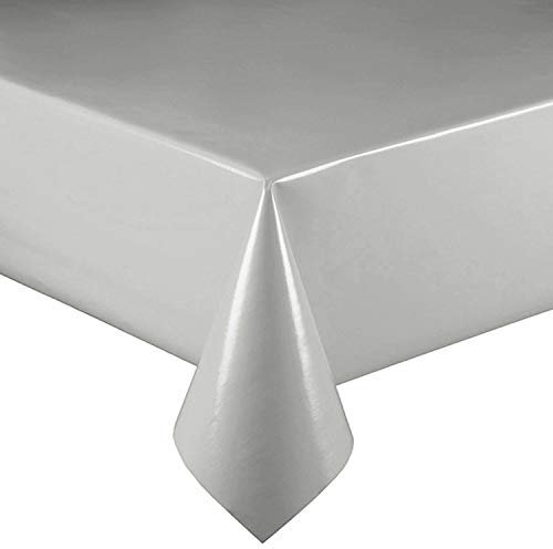 Lacktischdecke Wachstuch Wachstischdecke Tischdecke Gartentischdecke Breite Farbe & Größe wählbar Silber 160 x 330 cm Eckig abwaschbar