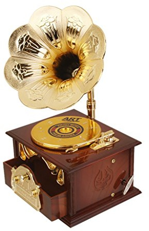 Inzopo Retro Wind Up Gramophone Phonograph Shape Art Disc Music Box Decoration Toys Gift