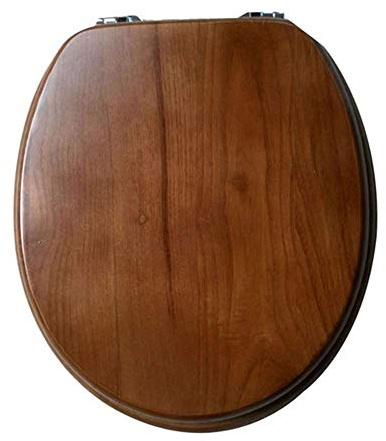 Wooden Toilet Seat Soft Close Always Fits Never Slips Solid Oak Toilet Seat Cover with Adjustable Hinge Anti-Slip Anti-Bacterial for Family Bathroom (Color :Natural)