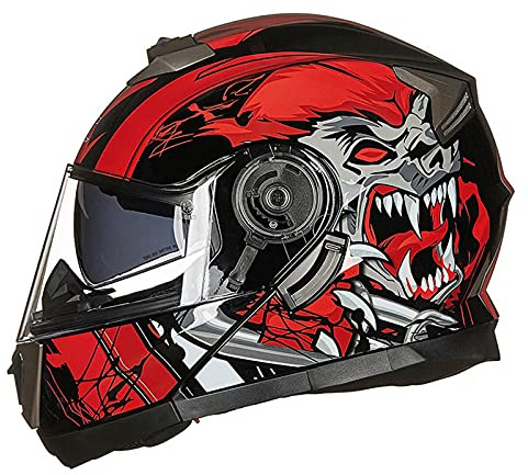 Casco Integral Modular Para Motocicleta, Aprobado Por DOT/ECE Casco Modular Integrado Para Motocicleta De Cara Completa Abatible Hacia Arriba Con Doble Visera,Wolf,XXL