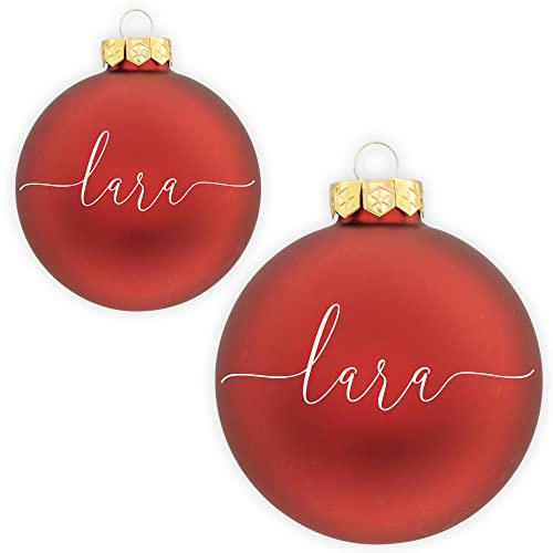 Coverlounge Christbaumkugel personaliert aus Glas | Weihnachtskugel mit Name| Ø 6cm oder 8cm in Rot (Matt) | für Weihnachten
