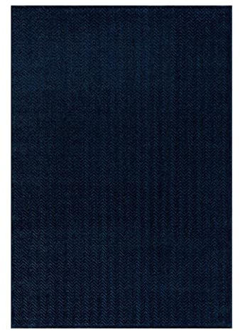 carpet city Teppich Wohnzimmer Modern - Einfarbig, Blau - 120x160 cm- Flachflor-Teppiche Schlafzimmer - Hochtief-Effekt/ 3D-Optik - Chevron, Zickzack - Wohnzimmerteppiche Kurzflor