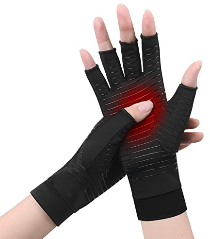 ACWOO Artrithandskar, 1 par kompression artrit fingerlösa handskar, Reumatoid artrithandskar, fingerlösa artrithandskar för kvinnor och män, Minska Smärtan och Främja Läkning(S)