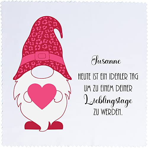 Geschenke-Macher Brillenputztuch Microfaser Motiv Gnome Lieblingstag personalisierbar