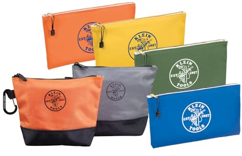 Klein Tools Werkzeugtasche Aufbewahrungs-Set mit Reißverschluss-Tasche und Canvas-Werkzeugtasche, in verschiedenen Farben, 6-teilig