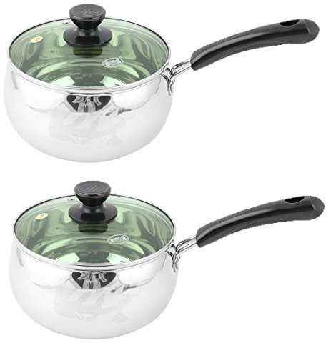 Ruilogod Rostfritt stål Hushållskök Mat Mjölkgröt Pott Pan 2 st Silver Tone
