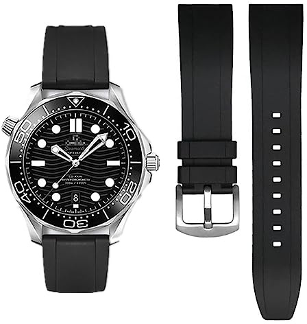 AIYIRUO FKM Gummi Uhrenarmbänder Kautschuk Fluorkautschuk armband 19mm 20mm 21mm 22mm Weich und langlebig Schnellverschluss Uhrenarmbänder Ersatzarmband Kompatibel mit Omega,
