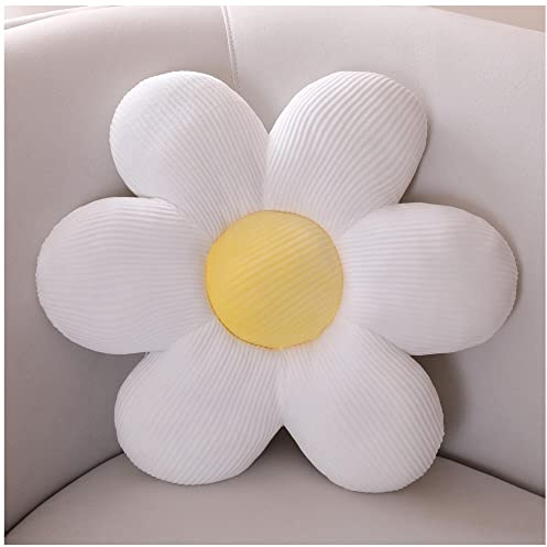 LANFIRE Blumen-Überwurfkissen, Sitzkissen, Bodenkissen, Blumenform, Bett, Sofa, Stuhl, Überwurfkissen (40 * 40 cm, White Yellow)