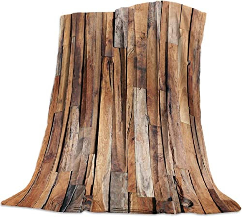 3D Kuscheldecke 150x200 Flanell Fleecedecke Brett Decke Retro, Flauschig Mikrofaser Wohndecke Bauernhaus, für Sofadecke Couchdecke Sofaüberwurf Bettüberwurf
