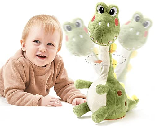 TUMAMA KIDS Sprechender Dinosaurier Spielzeug, Elektronische Dinosaurier Spielzeug Nachsprechen, Tanzender Musikspielzeug Plüsch, Kinderspielzeug Interaktive Plüschtiere ab 1 2 3 Jahr