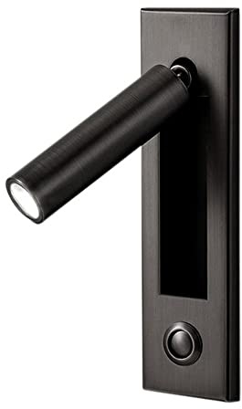 Modern Wall Sconce, Recessed Wall Lamp with Push Switch, Rotatable Wall Light, Headboard Lamp, Bedside Reading Spotlight, LED Picture Light for Bedroom Hotel Living Room (Color : Black)