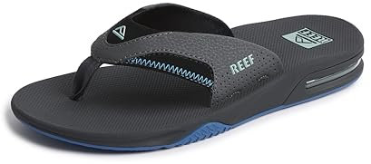 Reef Men's Fanning Flip-Flop, Gunmetal/Ocean, 3 UK