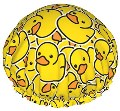 Oudrspo Duschhaube - Gelb, Doppelt Wasserdicht, Haarschutz, Damen & Kinder, Polyester & EVA, Unisex, Frauen, Weiblich