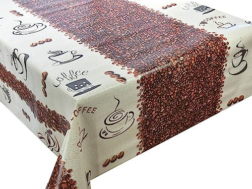 Wachstuch Tischdecke abwaschbar Gartentischdecke, Viele Größen und Designs, wasserabweisend (Kaffee Braun Ecru- WF-4611A, 100x140 cm)