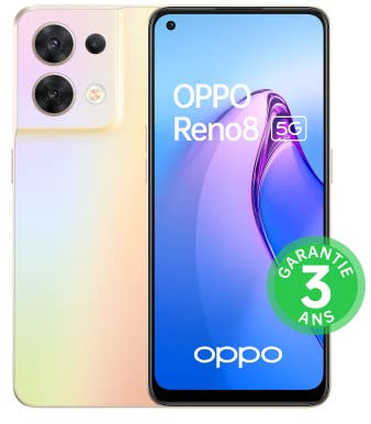 OPPO Reno 8 Pro - Smartphone 5 G - 8 Go RAM + 256 Go - Triple Capteur Photo 64 MP, Frontal 32 MP - Écran AMOLED 120 Hz 6,7” - Batterie 4500 mAh (Reconditionné)