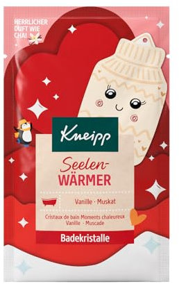 Kneipp Cristaux de bain chauffe-âmes, sachet avec sel profond naturel et extraits de vanille et de muscade de qualité supérieure, un moment de calme et de confort, 60 g