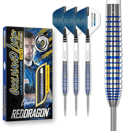 RED DRAGON Luke Humphries TX Serie Premium Wolfram Steeltip Dart Set mit Flüge und Schäften (TX3, 24G)
