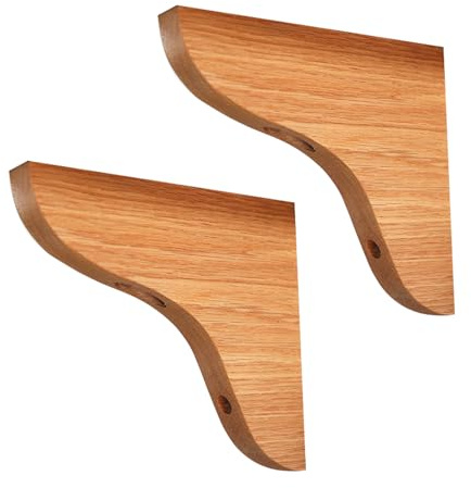 2 Stück Regalträger massivem NaturEichenholz Dreieck Wandkonsole Schwebende,Regalhalterung Holzkonsole Wand-Winkel Trennwand Tablarträger Halterung für Küche,Bücherregal (18x24cm)