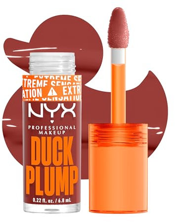 NYX Professional Makeup Duck Plump, Brillo de Labios, Efecto Volumen Instantáneo, Con Jengibre Picante, Fórmula Vegana, Tono: Brick of Time