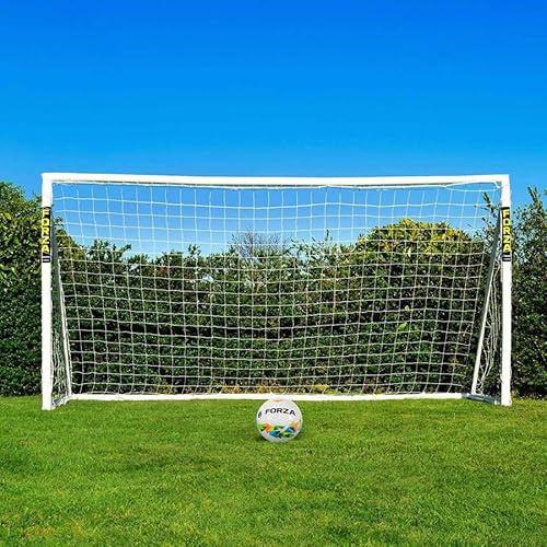 FORZA 3,6m x 1,8m Fußballtore | Allwetter-Gartentore aus uPVC – Minutenschnell aufgebaut! Inklusive optionalem Trainingsfußball, Torfolie und Tragetasche (Fußballtor und Ball)