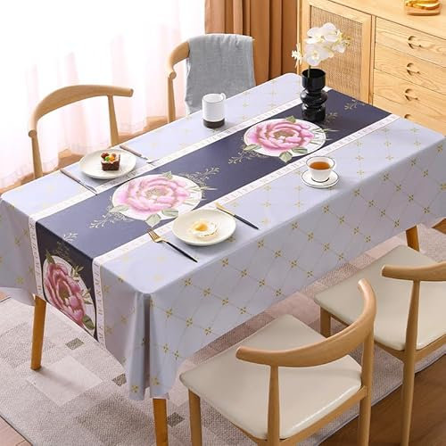 Gartentischdecke Blau Pink Retro Tischdecke Outdoor Indoor Wasserdicht Tischdecke Geburtstag Tischdecke Abwaschbar Fleckschutz Party Tischdecke Esstisch Table Cloth(140x180cm)