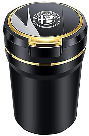 AGYF Posacenere per Auto per Alfa Romeo Giulia Stelvio, Posacenere Auto -Posacenere per Auto Portatile, Posacenere per Auto Rimovibile Facile da Pulire -Grande capacità,Gold-Big