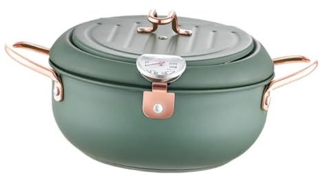 Alipis Marmite à Frire Acier Inoxydable Poêle à Frire Avec Thermomètre Poêle à Friture à Température Pour Usage Domestique