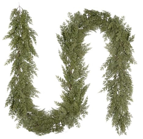 EKJANEPE Weihnachtsgirlande aus Zedernholz, 1.8M/6FT Weihnachtsgirlande Girlande, Künstliche Tannengirland Lange Faux Greenery Girlande für Urlaub, Kamin, Mantel, Fenster, Treppe, Außendekoration