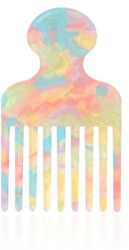 Hair Pick Comb, 4.72 Inch Curly Hair Picks Long Wide Tooth Comb for Curls Afro Smooth Sturdy Detangling Lift Combs Styling Tools for Women Men Barber Supplies (Pink)