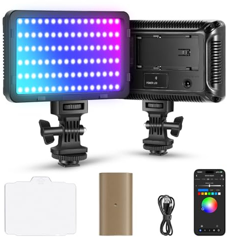 NEEWER RGB Video Light with 4300mAh NP-F750 Replacement Battery, APP Control 360° Full Color LED Camera Key Lighting CRI95+ Dimmable for Studio DSLR Camcorder Photography Recording Streaming, RGB176