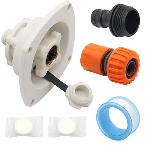 Set di adattatori per il collegamento dell'acqua con valvole di ritegno, raccordi a sgancio rapido, fili in ottone ad alta durata, in PP per uso esterno, ingresso acqua per camper con nastro