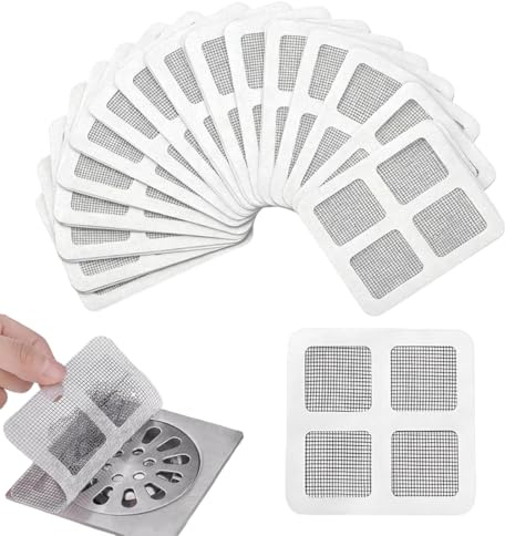JRYXDS 50 Pezzi Raccogli Capelli Doccia Monouso, Filtro Capelli Doccia Adesivo Usa E Getta, Filtro Scarico Doccia Anti-Otturazione Per Doccia, Bagno, Cucina E Vasca 10×10 Cm