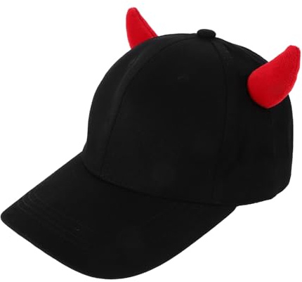 LALADEFIEE Unisex Baseball Cap mit Teufelshörnern Frühjahrs-Herbst Ohrenwärmer Stylische Basecap für Männer und Frauen Windschutz und Wärme Schwarze Mütze mit Roten Hörnern Modisches