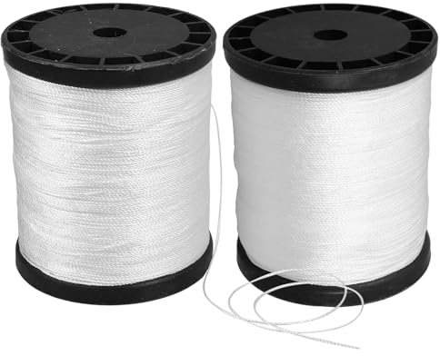 HYTROVE 2 Rolls High-Strength Twisted Nylon String for Masonry and Gardening Wear-Resistant Construction Twine for Indoor Outdoor Use White Nylon Cord for DIY Projects and Plant Support
