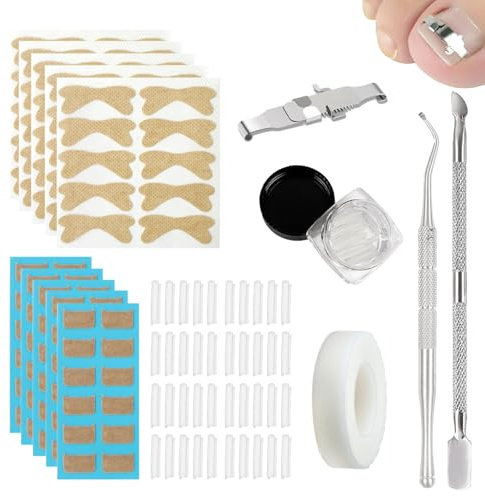 134 Pcs Ongle Incarné Ensemble Équipé De 110 Pansement Ongle Incarné 1 Morceau De Ruban Adhésif 1 Outil Redressement D'clou 1 Dissolvant Cuticules 20 Coussinets Pour Ongles 1 Cure-Ongles