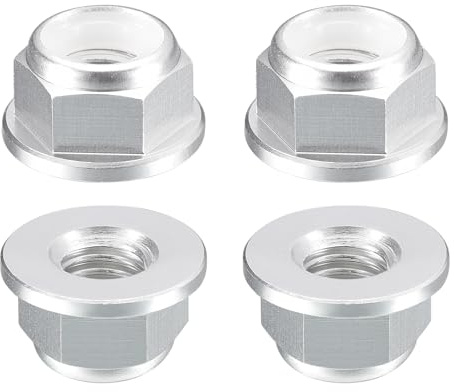 QUARKZMAN Aluminium Flansch Nylon Sicherungsmutter 4 Stück Flanschmuttern - M3 x 0.5mm Selbstsichernde Mutter Anodisiertes Metallmuttern Für Befestigungselemente (Silber)