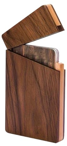 Visitkortshållare, magnetisk stängningsdesign, 6,8 x 10,8 x 1,3 cm, visitkortshållare i trä, bankkorthållare med magnetisk stängning, bärbar, för män kvinnor