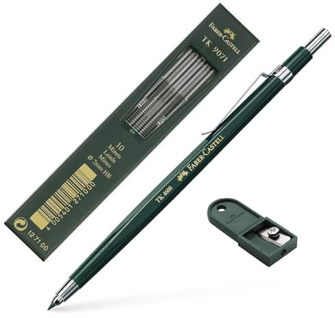Faber-Castell 134600 - Fallminenstift TK 4600, Minenstärke 2 mm, HB, inklusive Minenspitzer im Abschlussknopf (mit Minen und Spitzer, 1 stück (1er Pack))