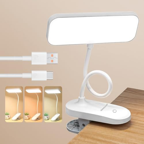 halercay Leselampe Bett,Dimmbare Klemmlampe mit 3 Farbtemperaturen, 360° flexibel als Augenfreundliche Nachttischlampe oder Schreibtischlampe, perfekt für Kinder und Erwachsene