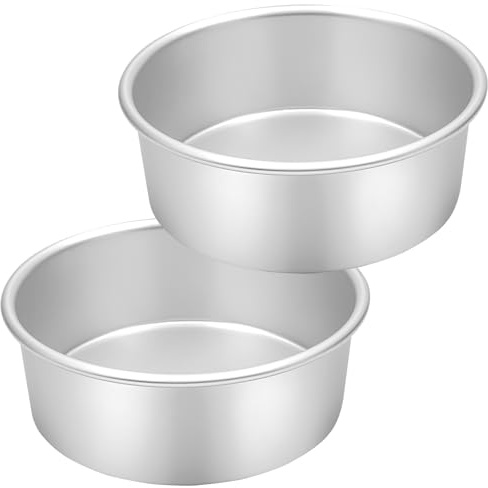 CHLEUI Backform Ø 20 cm rund, 2er Set, runde Kuchenform aus eloxiertem Aluminium für Gleichmäßige Wärmeverteilung & Auslaufsicher, Silber