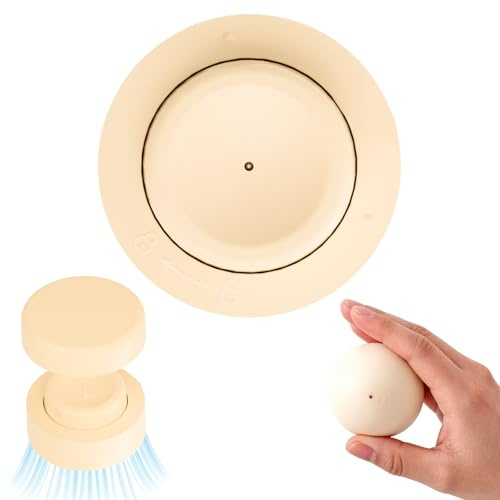 Magenetic Egg Piercer with Lid, Egg Poker Pricker with Safety Lock Egg Pin, Egg Hole Puncher for Raw Eggs, Easy Egg Peeler to Get Good Hard Boiled Eggs (Beige)