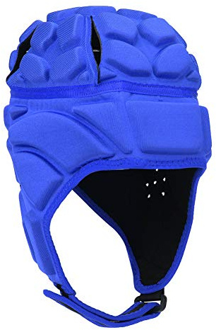 Oreilet Fotbollshjälm, Sporthjälm Scrum Cap Huvudbonader, Soft Shell-hjälm för Vuxna Barn Småbarn Ungdom, Rugby Vadderad för Fotboll Sport Scrum Cap Lacrosse (Blå S-kod)