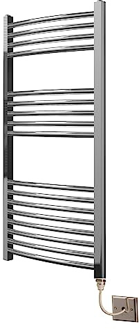 Greened House Chrome Electric Heated Towel Rail Curved 500mm W x 1000mm H