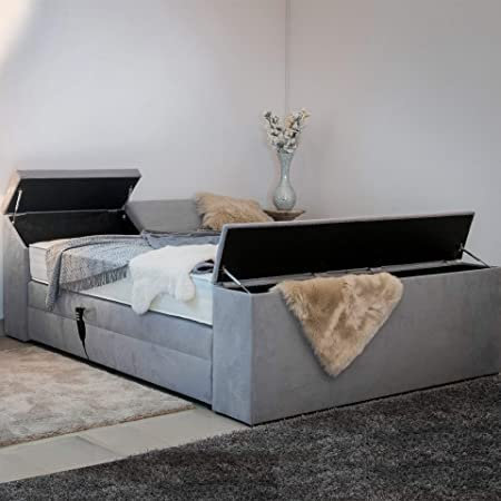 PAARA Boxspringbett Dubai GM | 10.000 Newton Motorleistung | Truhen | Antirutsch-Matten | Royal-WS® Taschenfederkern Matratze mit GELAX® Topper Kern | Made in Germany (180 x 200 cm)
