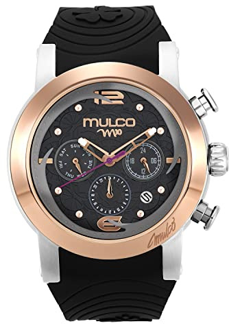 MULCO Watches for Women - M10 Namaste - Silver Stainless Steel Case with Wrist Silicone Band, Large Face with Mother of Pearl and Rose Gold, Quartz Analog Movement, Waterproof - Inspired by Magic