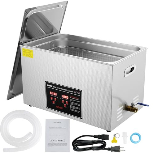 VEVOR Nettoyeur à Ultrasons 30L en Acier Inoxydable Bac Ultrasons Numérique avec Chauffage Temps et Température Réglables Appareil de Nettoyage Ultrasonique pour Bijoux Lunettes Montres Labo Clinique