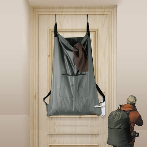 INGSUSLAY Camping-Wäschesack, zum Aufhängen, Reise-Wäschesäcke, Tür-Wäschesack und Tür-Wäschekorb für Schmutzwäsche (76,5 x 51 cm, Grau)