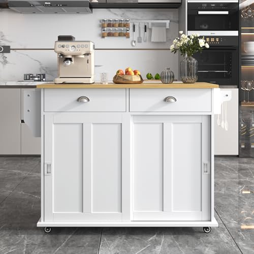 Lexiou Carrozza/credenza per sala da pranzo, 112 x 40 (70 x 94 cm, piano di lavoro pieghevole effetto legno massello con ante di stoccaggio, ruote e piedini intercambiabili, adatto per cucine e sala